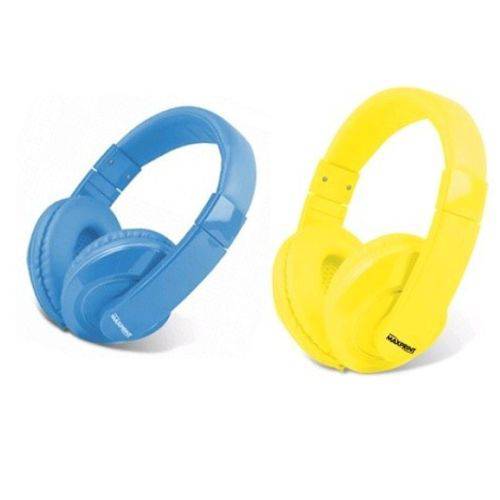 Kit Headset Color Maxprint Amarelo e Azul C/ Microfone