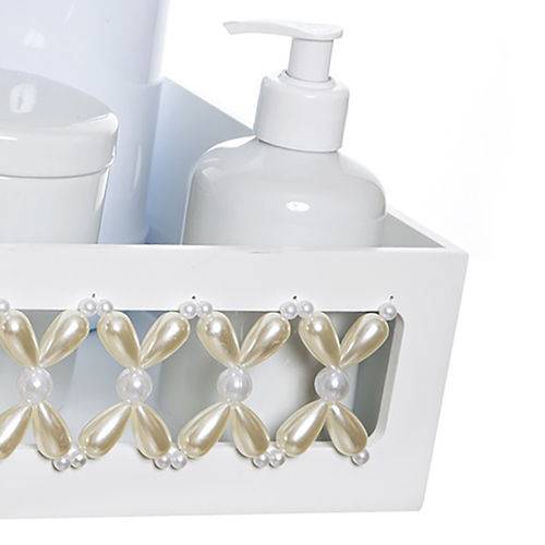 Kit Higiene Clássico Pérolas com 6 Peças Quarto Bebê Menina Menino