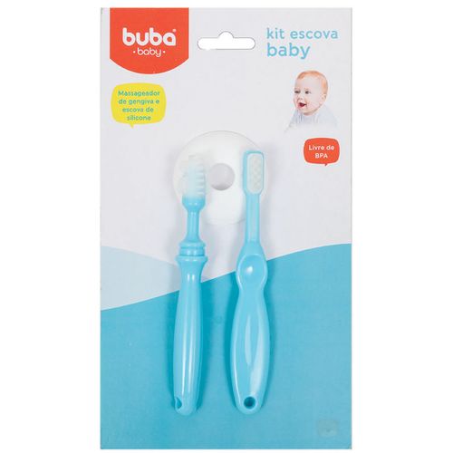 Kit Higiene Oral para Bebê Azul - Buba BUBA5247-A KIT ESCOVA BABY MENINO AZUL