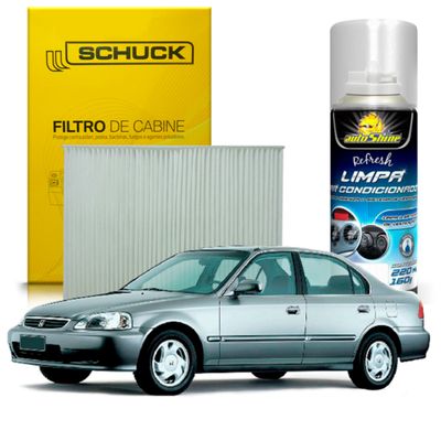 Kit Higienização Limpa Ar Condicionado + Filtro de Ar da Cabine Accord Civic 1995 a 2000