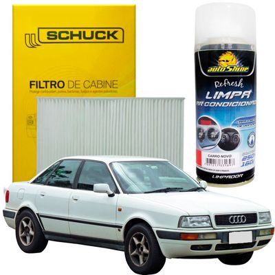 Kit Higienização Limpa Ar Condicionado + Filtro de Ar da Cabine Audi 80 1991 a 1995 - Schuck