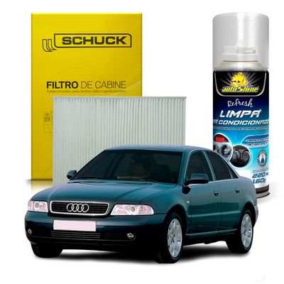 Kit Higienização Limpa Ar Condicionado + Filtro de Ar da Cabine Audi A4 2002 a 2006