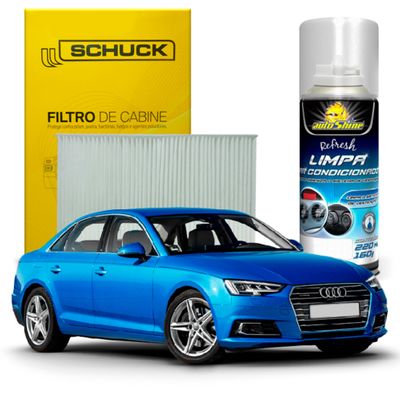Kit Higienização Limpa Ar Condicionado + Filtro de Ar da Cabine Audi A4 2007 a 2015