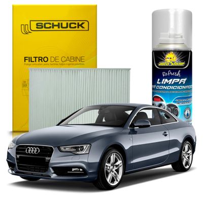 Kit Higienização Limpa Ar Condicionado + Filtro de Ar da Cabine Audi A5 2009 a 2015