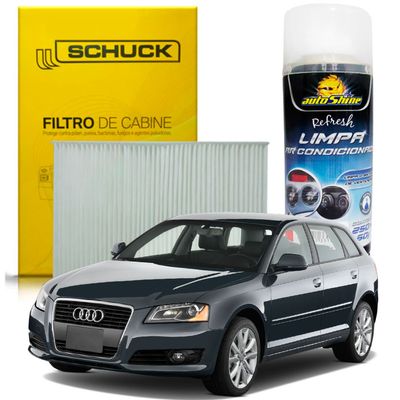 Kit Higienização Limpa Ar Condicionado + Filtro de Ar da Cabine Audi S3 2013 a 2016 - Schuck