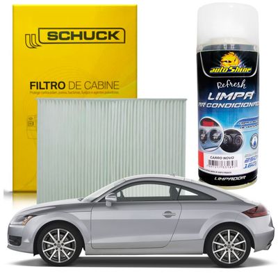 Kit Higienização Limpa Ar Condicionado + Filtro de Ar da Cabine Audi TT 2015 a 2018 - Schuck