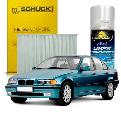 Kit Higienização Limpa Ar Condicionado + Filtro de Ar da Cabine BMW Série 3 316 318 320 323 325 328 M3 1990 a 1998