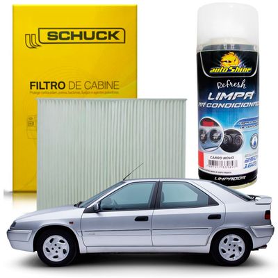 Kit Higienização Limpa Ar Condicionado + Filtro de Ar da Cabine Citroen Xantia 1993 a 2001 - Schuck