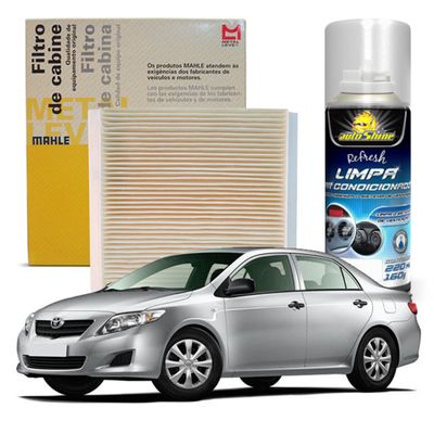 Kit Higienização Limpa Ar Condicionado + Filtro de Ar da Cabine Corolla 2009 a 2013