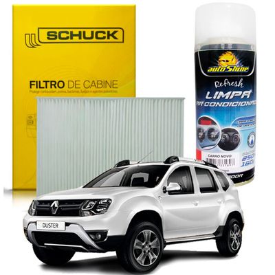 Kit Higienização Limpa Ar Condicionado + Filtro de Ar da Cabine Duster 2012 a 2018 - Schuck