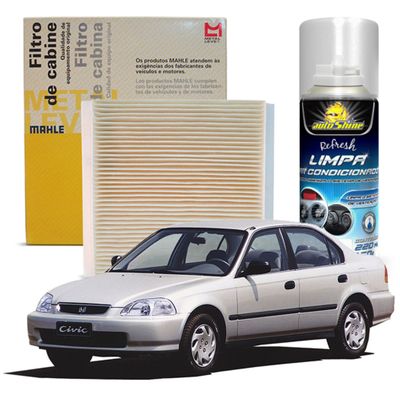 Kit Higienização Limpa Ar Condicionado + Filtro de Ar da Cabine Honda Civic 1991 a 2000