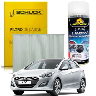 Kit Higienização Limpa Ar Condicionado + Filtro de Ar da Cabine Hyundai I30 2013 a 2016 - Schuck