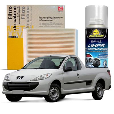 Kit Higienização Limpa Ar Condicionado + Filtro de Ar da Cabine Peugeot Hoggar 2008 a 2014