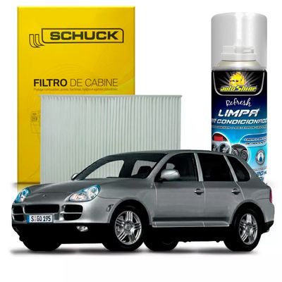 Kit Higienização Limpa Ar Condicionado + Filtro de Ar da Cabine Porsche Cayenne 2002 a 2010