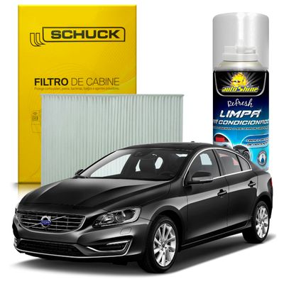 Kit Higienização Limpa Ar Condicionado + Filtro de Ar da Cabine Volvo S60 2011 a 2016