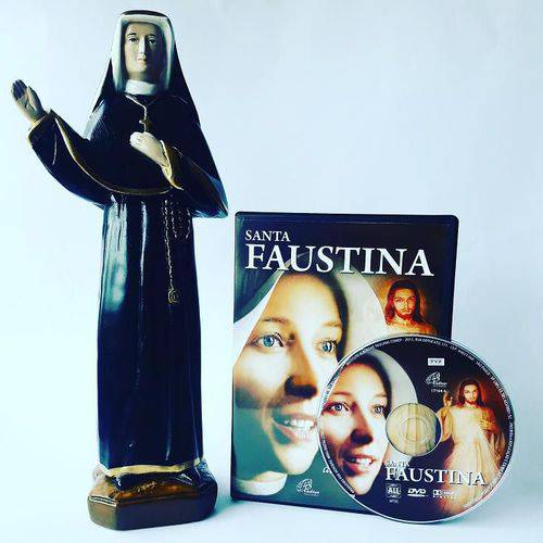 Kit Imagem Gesso 30 Cm + Dvd Filme Santa Faustina