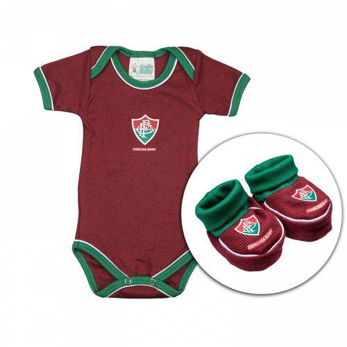 Kit Infantil Torcida Baby Fluminense Curto Body+ Pantufa