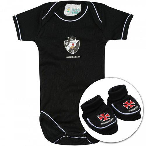 Kit Infantil Torcida Baby Vasco Curto Body+ Pantufa