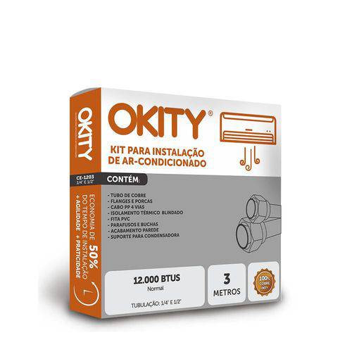 Kit Instalação Ar Condicionado Split 12.000 Btus 3 Metros com Suporte - Okity