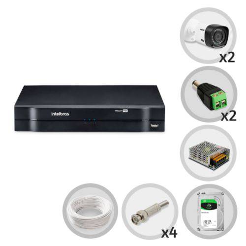 Kit Intelbras 2 Câmeras de Segurança HDCVI Dvr 4 Canais + HD 1TB