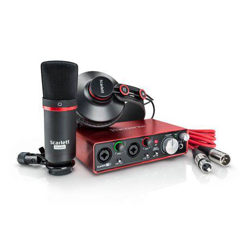 Kit Interface Microfone Fone Scarlett 2i2 Studio Focusrite
