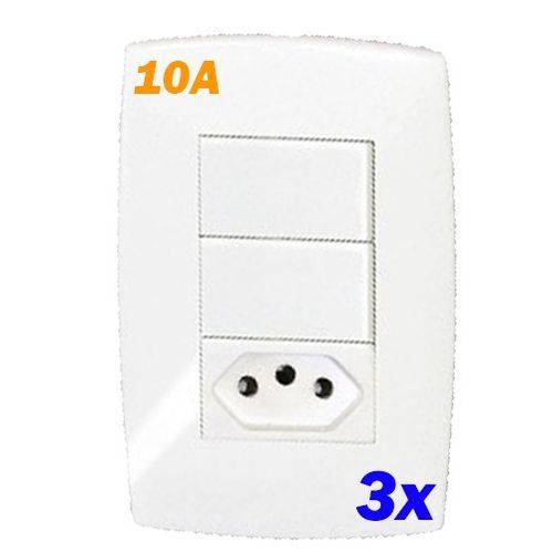Kit 2 Interruptores Duplo Paralelos + Tomada 10a - Blux Home Branca