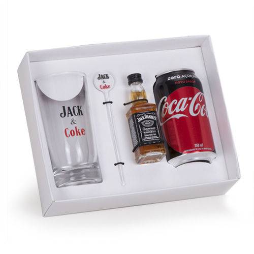 Kit Jack & Coke com Whisky Jack Daniel's 50ml + Coca Cola 350ml + Copo Personalizado + Mexedor (SQ17664)