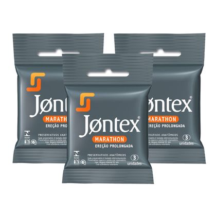 Kit Jontex Preservativo Lubrificado Marathon C/3 - 3 Unid.