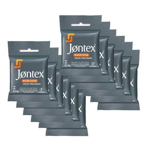 Kit Jontex Preservativo Lubrificado Marathon C/3 - 12 Unid.