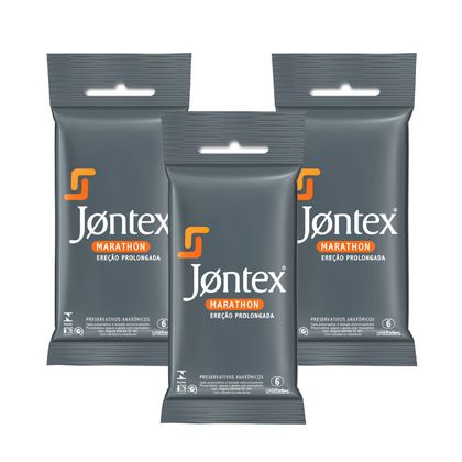 Kit Jontex Preservativo Lubrificado Marathon C/6 - 3 Unid.