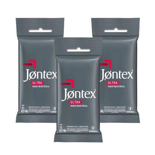 Kit Jontex Preservativo Lubrificado Ultra Resistente C/6 - 3 Unid.