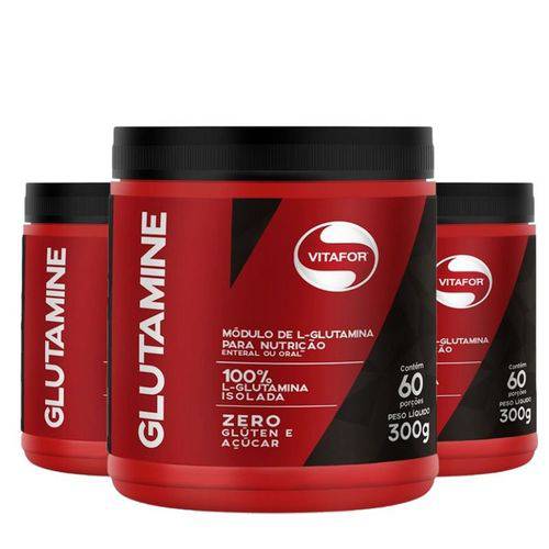 Kit 3 L-Glutamina Glutamine Vitafor 300G