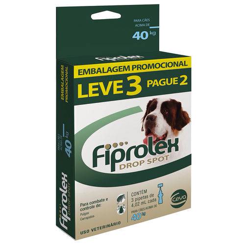 Kit Leve 3 Pague 2 Antipulgas Ceva Cães Acima de 40kg Fiprolex Drop Spot