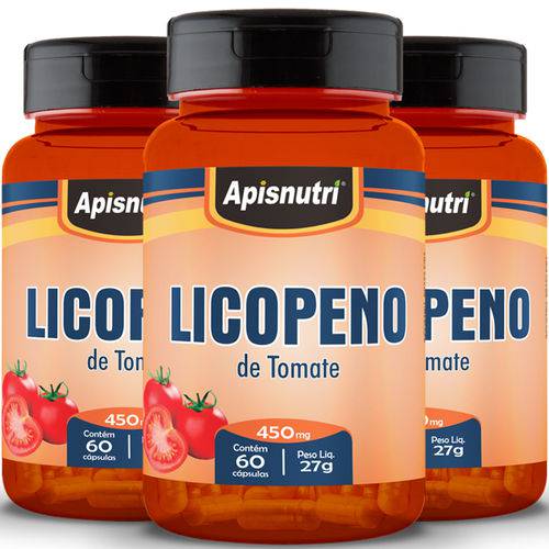 Kit 3 Licopeno de Tomate Apisnutri 60 Cápsulas