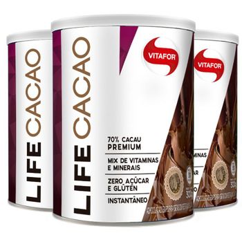 Kit 3 Life Cacao Achocolatado da Vitafor 300g