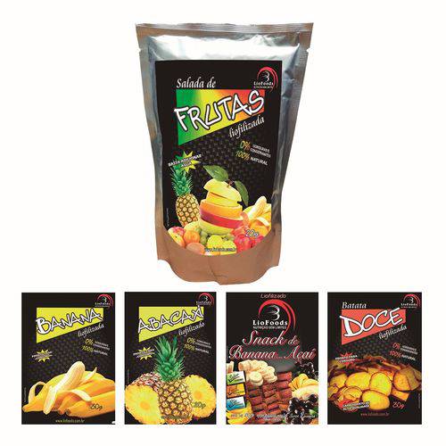 Kit Liofoods: Salada de Frutas e Banana com Açaí, Abacaxi, Batata Doce e Banana em Pedaços 1 Porção