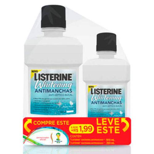 Kit Listerine 500ml+1,99 Leve 250ml Whitening