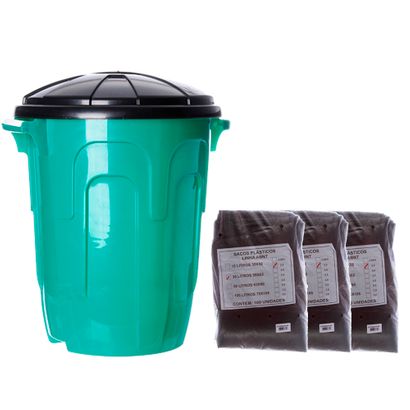 Kit Lixeira 30 Litros Mb + 300 Unidades de Saco para Lixo Preto de 30 Litros Itaquiti