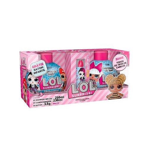 Kit LOL Infantil Shampoo 250ml + Condicionador 230ml + Batom