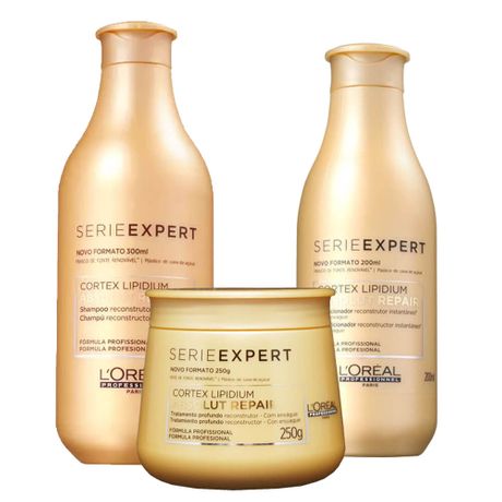 Kit L'Oréal Professionnel Expert Absolut Repair Cortex Lipdium - Shampoo 300ml + Condicionador 200ml + Máscara 250g