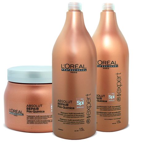 Kit L'Oréal Professionnel Expert Absolut Repair Pós Química - Shampoo 1,5L + Condicionador 1,5L + Máscara 500ml