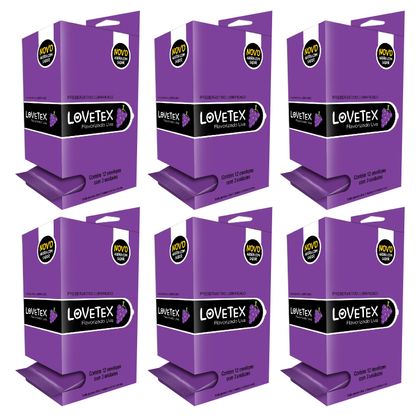 Kit Lovetex Preservativo Lubrificado Uva Display - 6 Unid.
