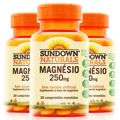 Kit 3 Magnésio 250mg - Sundown Vitaminas - 30 Comprimidos