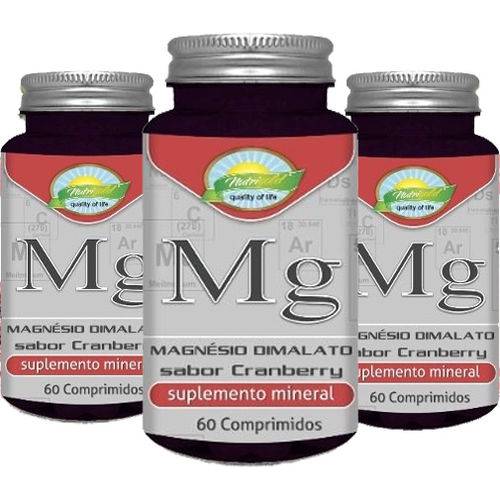 Kit 3 Magnesio Dimalato Cranberry 60 Comprimidos