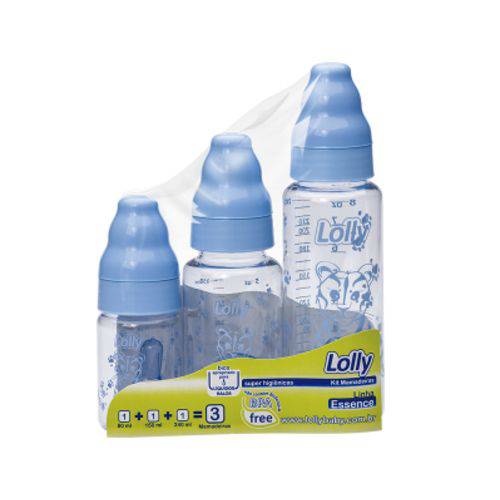 Kit Mamadeira Lolly Azul com 03 Unidades