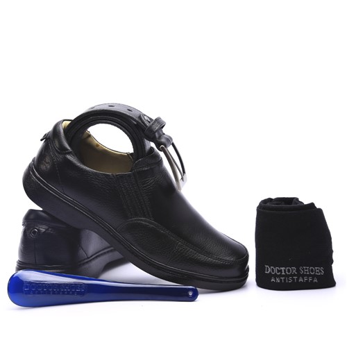 Kit Masculino Sapato 410 Preto+Cinto+Meia+Calçadeira Doctor Shoes