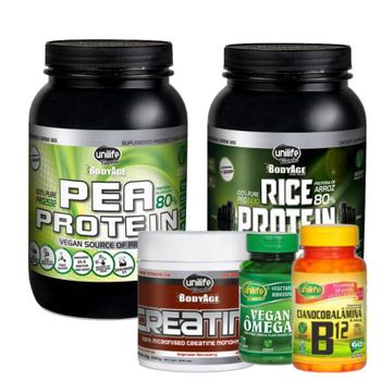 Kit Massa Muscular Vegana Pea + Rice Protein Unilife