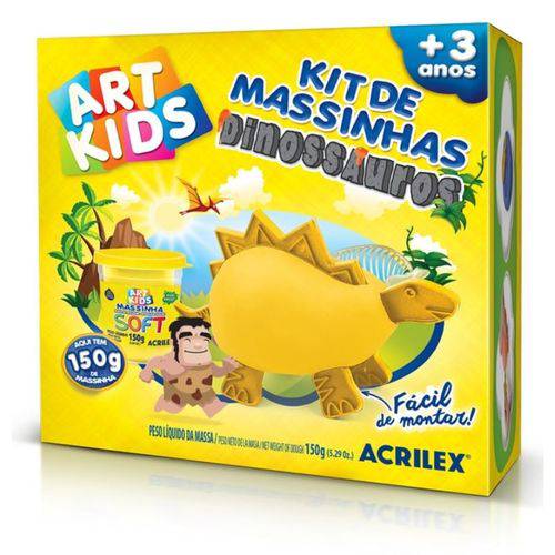 Kit Massinha Dinossauro Amarelo 150G Art Kids - Acrilex