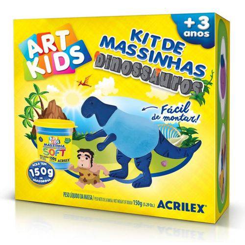 Kit Massinha Dinossauro Azul 150G Art Kids - Acrilex