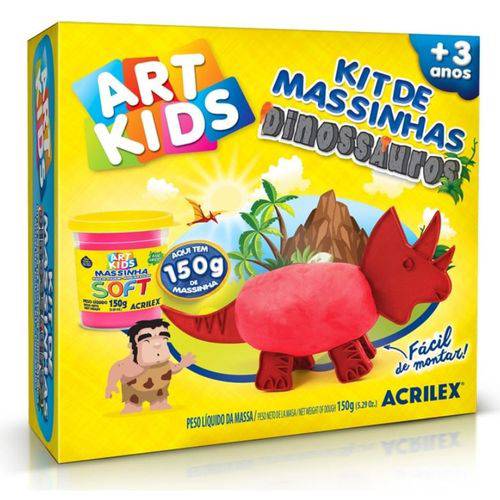 Kit Massinha Dinossauro Vermelho 150G Art Kids - Acrilex
